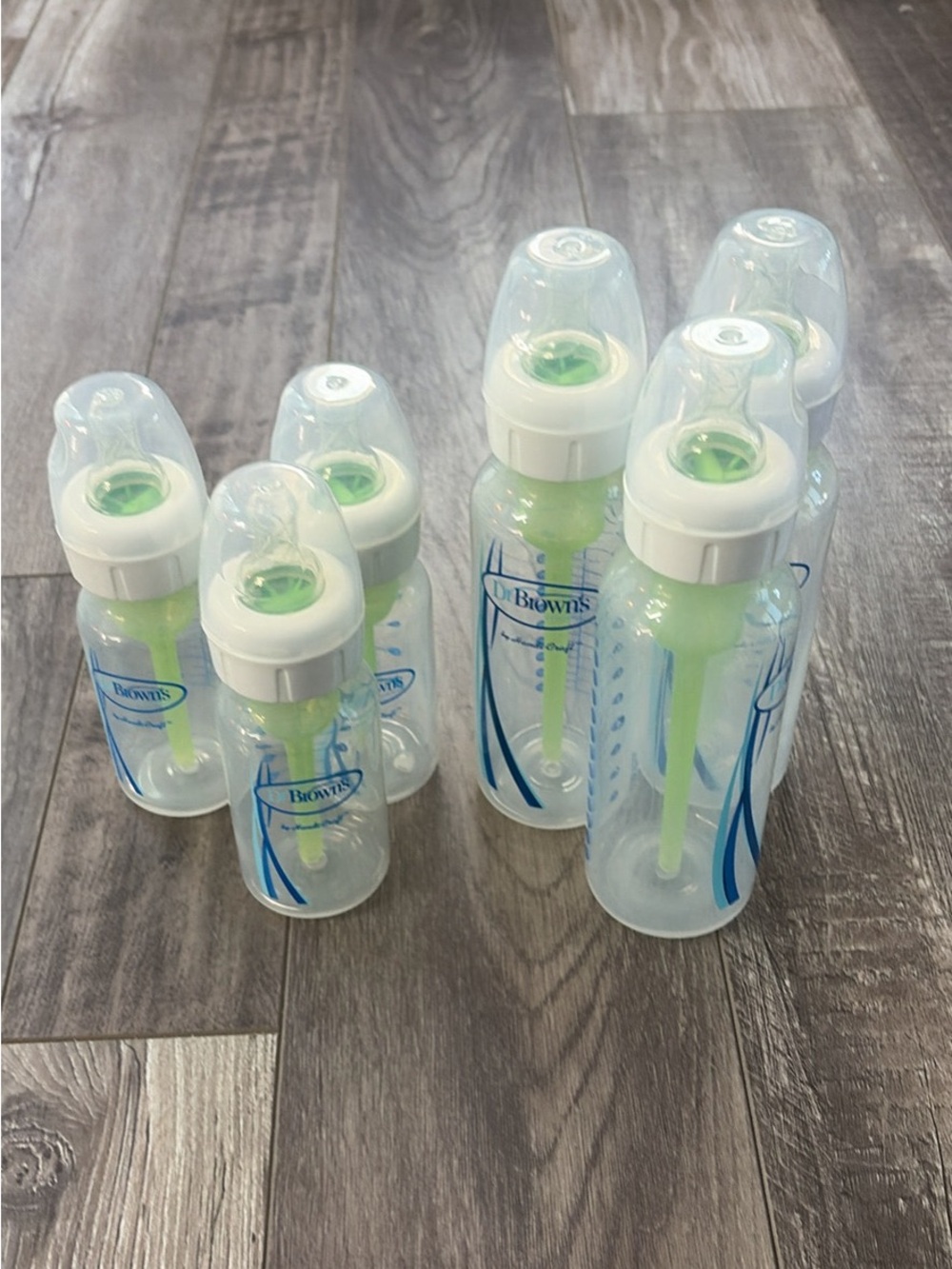 Set of 6 dr brown plastic bottles